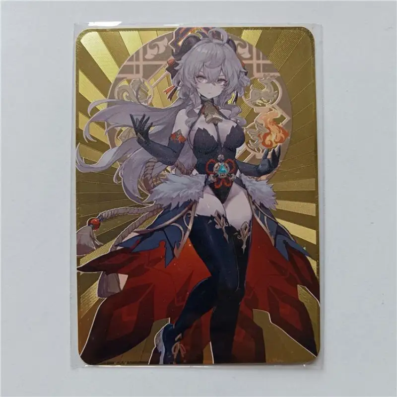 Juego de cartas de Metal Genshin Impact Ganyu Yae Miko, periférico esencial para amantes de las tarjetas, juguetes de regalo de cumpleaños y Navidad