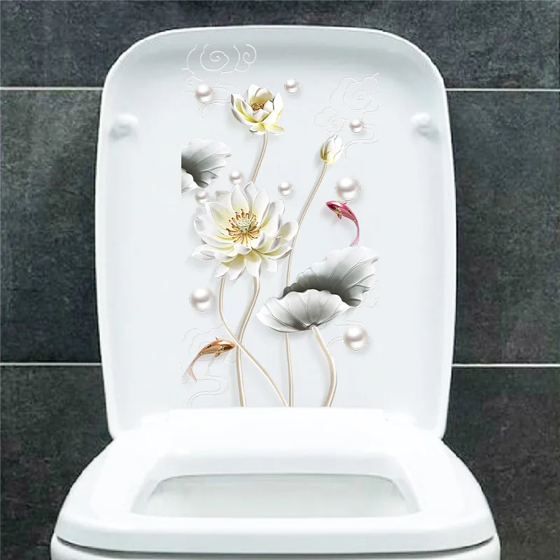 New Beautiful Flower Wall Sticker Bathroom Home Decoration Sticker Waterproof Self-adhesive Home Decoration Accessories