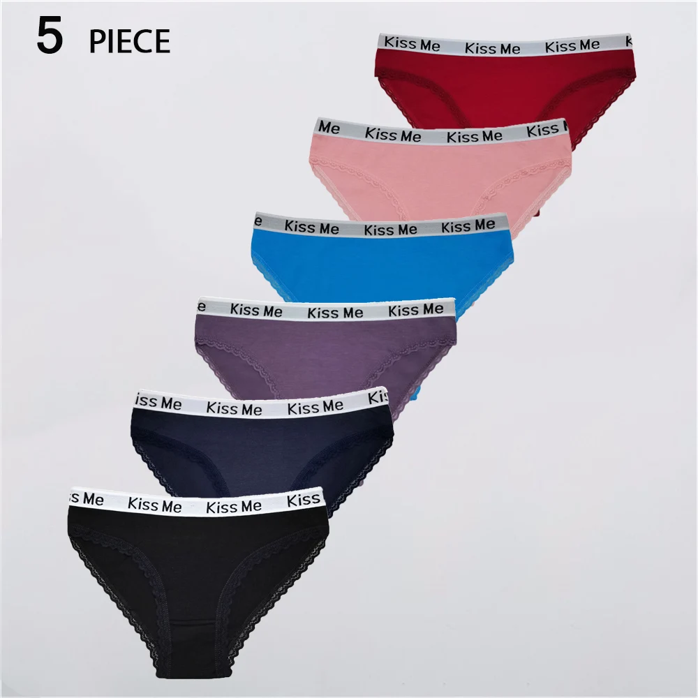 

5 Pcs/Lot Soft Cotton Women's Panties Solid Color Comfortable Sexy Briefs Female Intimate Underwear
