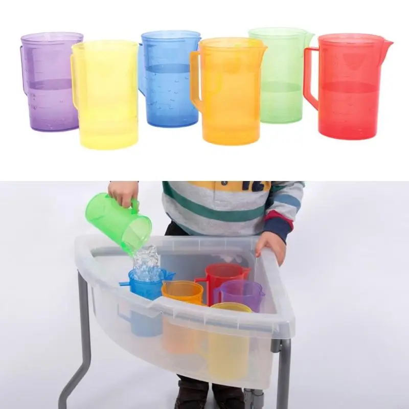 

6pcs полупрозрачные цветные кувшины для детей песчаная вода играет в образовательное сенсорное обучение игрушки измерение чашки