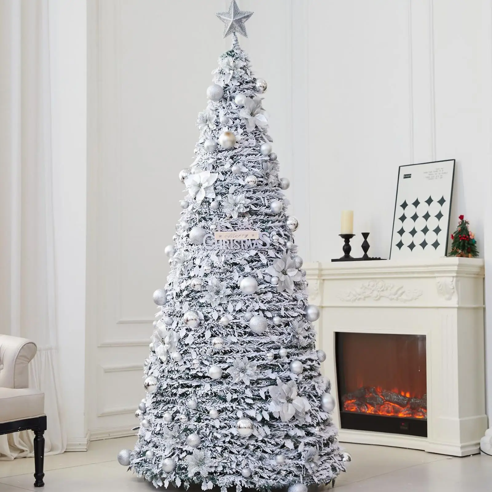 Pull Up Weihnachtsbaum, künstliche faltbare Heimdekoration ohne Lichter, tragbarer Weihnachtsbaum für Thanksgiving, Urlaubsparty