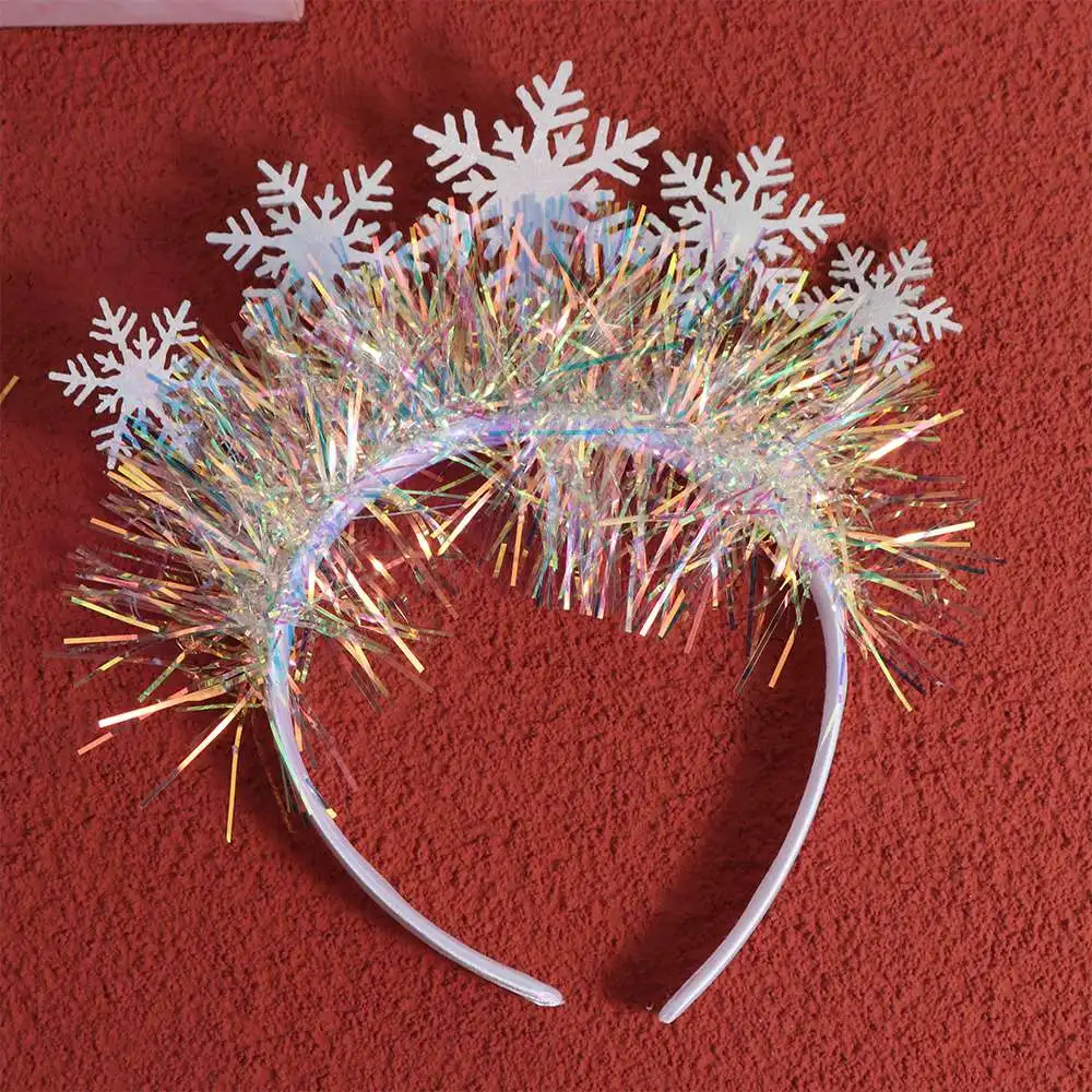 

Sequin Christmas White Snowflake Headbands Plastic Non-slip New Year Hair Hoop Wear-resistant Exquisite Cosplay Headbands