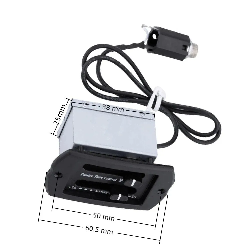 ​Small Passive Type​ Acoustic Guitar EQ​ ​PS900 Model ​6.35MM Plug​ ​EQ Equalizer Preamp​ ​Black ​Piezo Pickup Tuner view 6