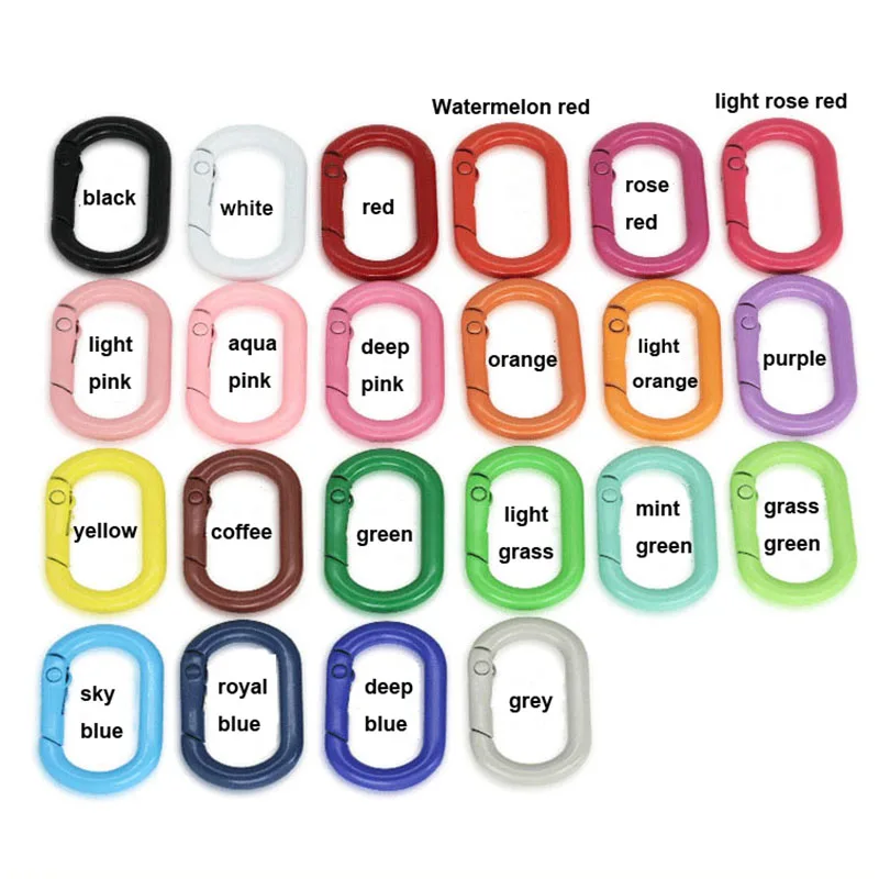 5pcs Metal Oval Ring Snap Hook Spring Gate Trigger Clasps Clips for Leather Craft Belt Strap Webbing Keychain Hooks Colorful