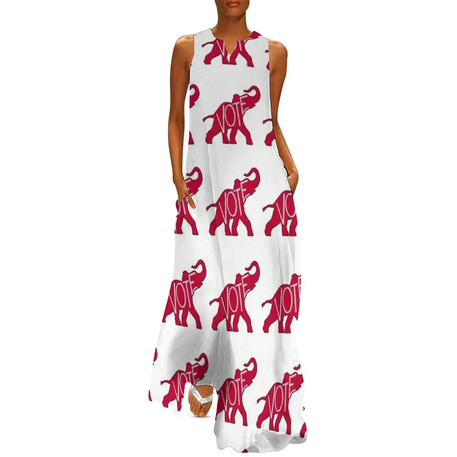 

Vote Republican Party Red Elephant Long Dress evening dresses women dress for women