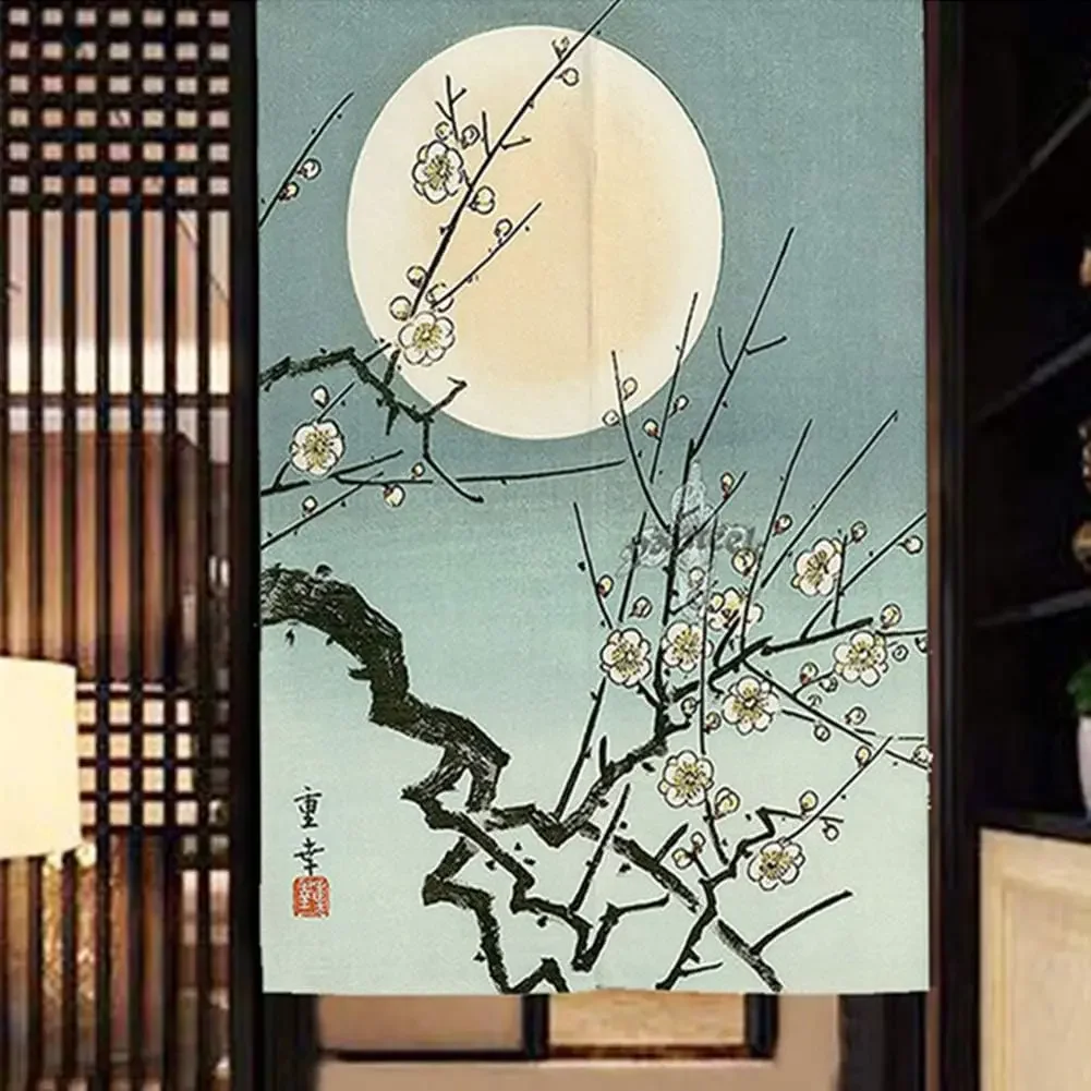 Japanese Noren Doorway Curtain Tapestry Chinese Plum Blossom Door Curtain Room Divider Bistro Decor, 33 x 47 inches