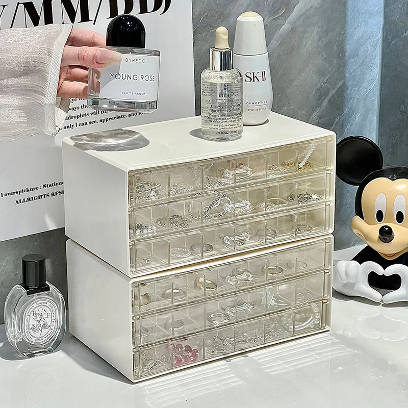 高級ジュエリー収納ボックス透明多層大容量リングイヤリングネックレスプラスチック収納オーガナイザーボックス寝室用