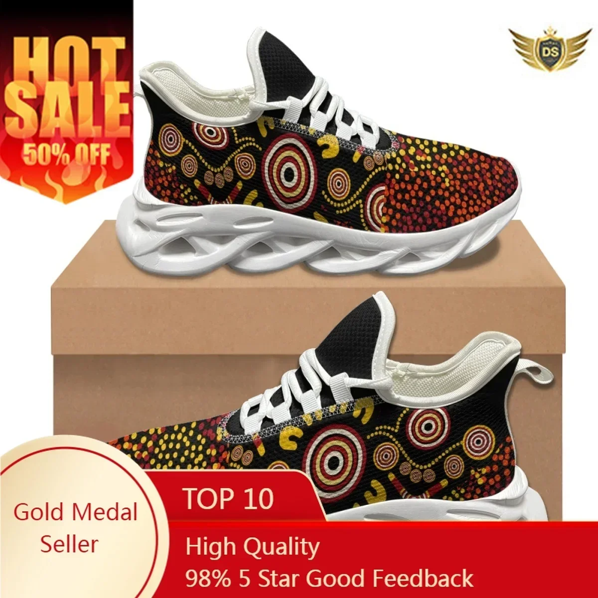 Australia Aboriginal Designer Sneakers Indigenous Lizard Art Casule Comfortable Flats Walking Shoes Anti-slip Shoes For Women