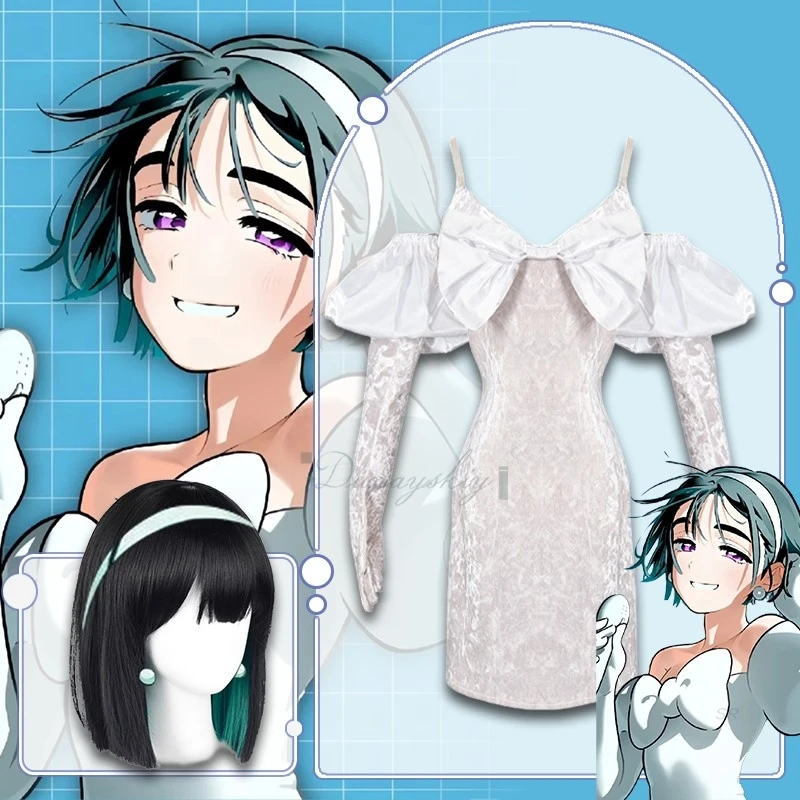 

Alien Stage NEW SUA Cosplay Costume White Dress Sexy Miniskirt Ruler Of My Heart Women Cosplay Wig Accessions Halloween Cosplay