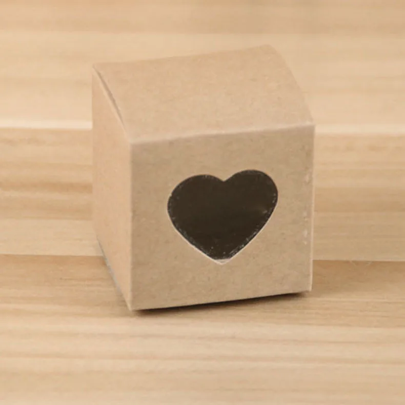 (100 Pcs/lot) Creative Wedding Decoration Gift box with PVC window of Kraft Love heart Candy box For Party Favor box gift