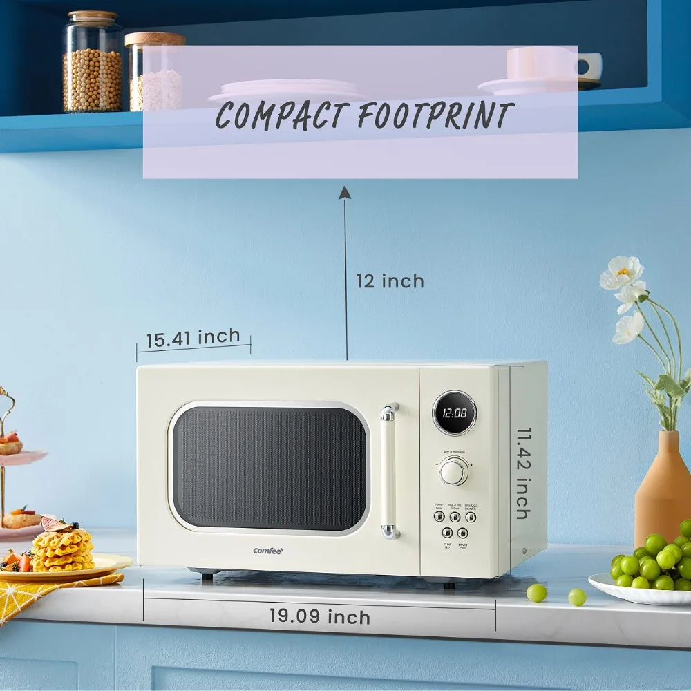 Oven Microwave Retro baru 2024 dengan 9 program Preset, memasak multi-tahap cepat