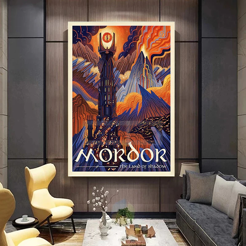 سيد الخواتم السفر الخيال المشارك العالم الوسطى يطبع قماش اللوحة الهوبيت صور فنية للجدران ديكور غرفة المنزل #4