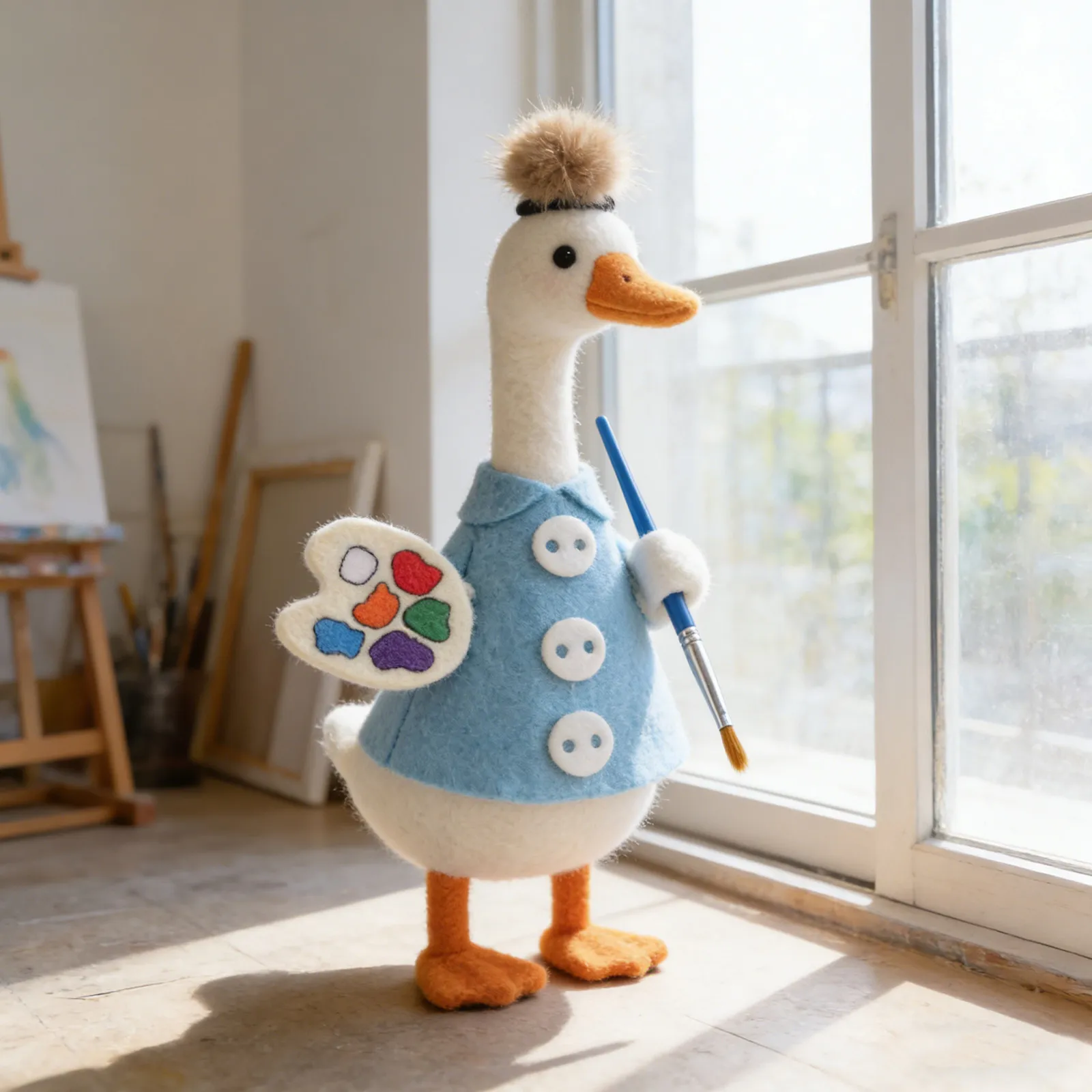 1 Set de Disfraz Temático de Pintor para Ganso de Jardín de 7 Pulgadas, Decoración Otoñal, con Paleta de Pintura y Accesorios