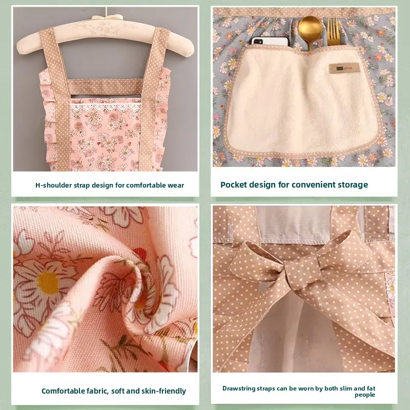 مريلة قماش جديدة للاستخدام المنزلي – أشرطة قابلة للمسح وقابلة للتعديل، مقاومة للبقع، قابلة للتنفس، على طراز الأميرة