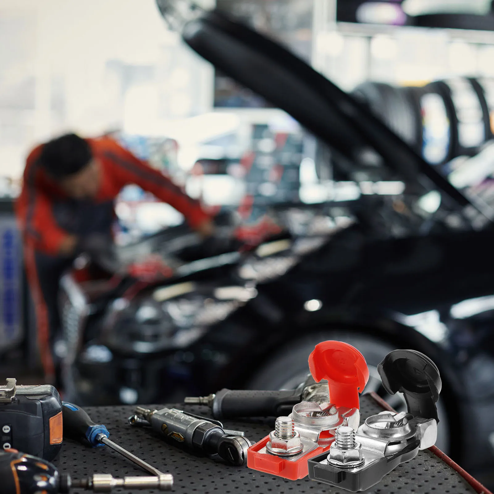 2Pcs Car Terminal Clamps Durable Connectors Universal Positive Negative Poles Safe Quick Clips