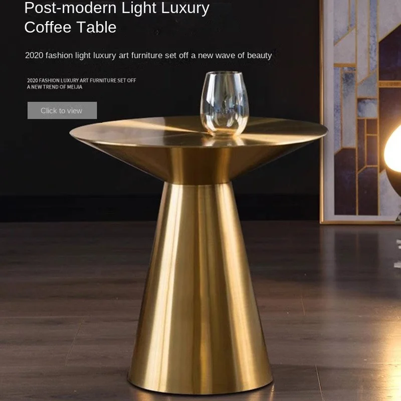 Stainless Steel Titanium Small Coffee Table Ins Home Small Household Side Table Italian Round Corner Table Coffee Tables