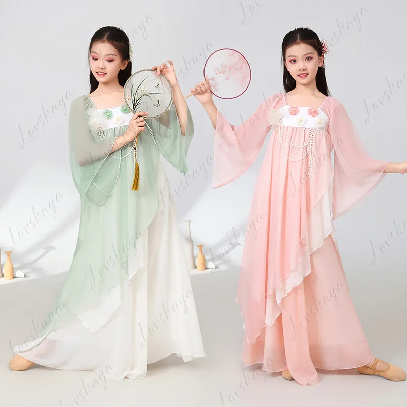 New Chinese Style, Sheer Mesh Top, Skirt Pants, Classical Dance, Dance Exam, Practice Costume
