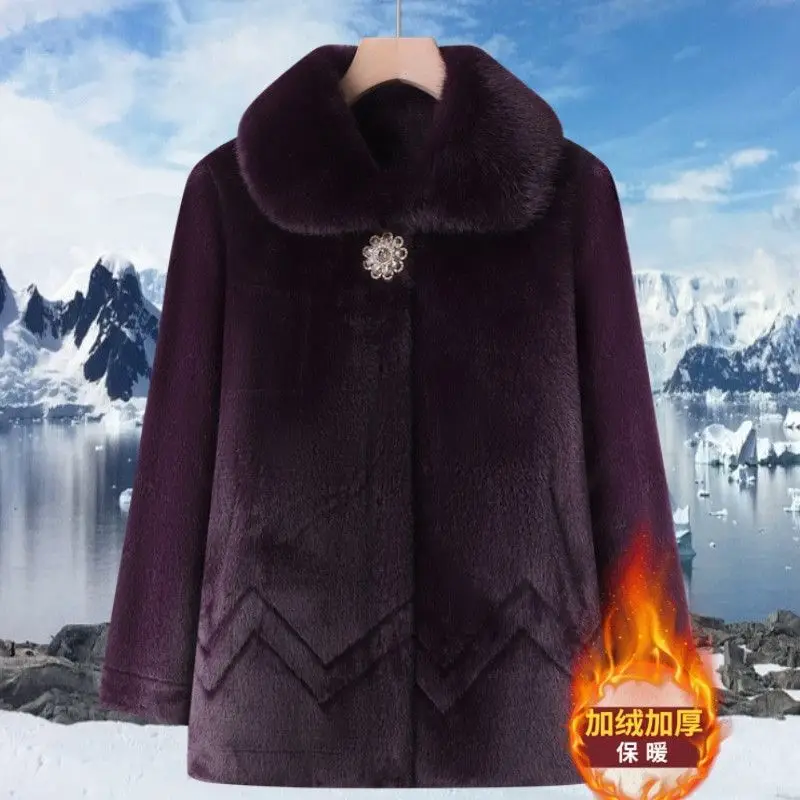 الشتاء معطف الصوف سترة طويلة الفراء الإناث 2026 جديد عالية الجودة المنك المخملية معاطف النساء مزاجه منتصف العمر أمي أبلى القمم