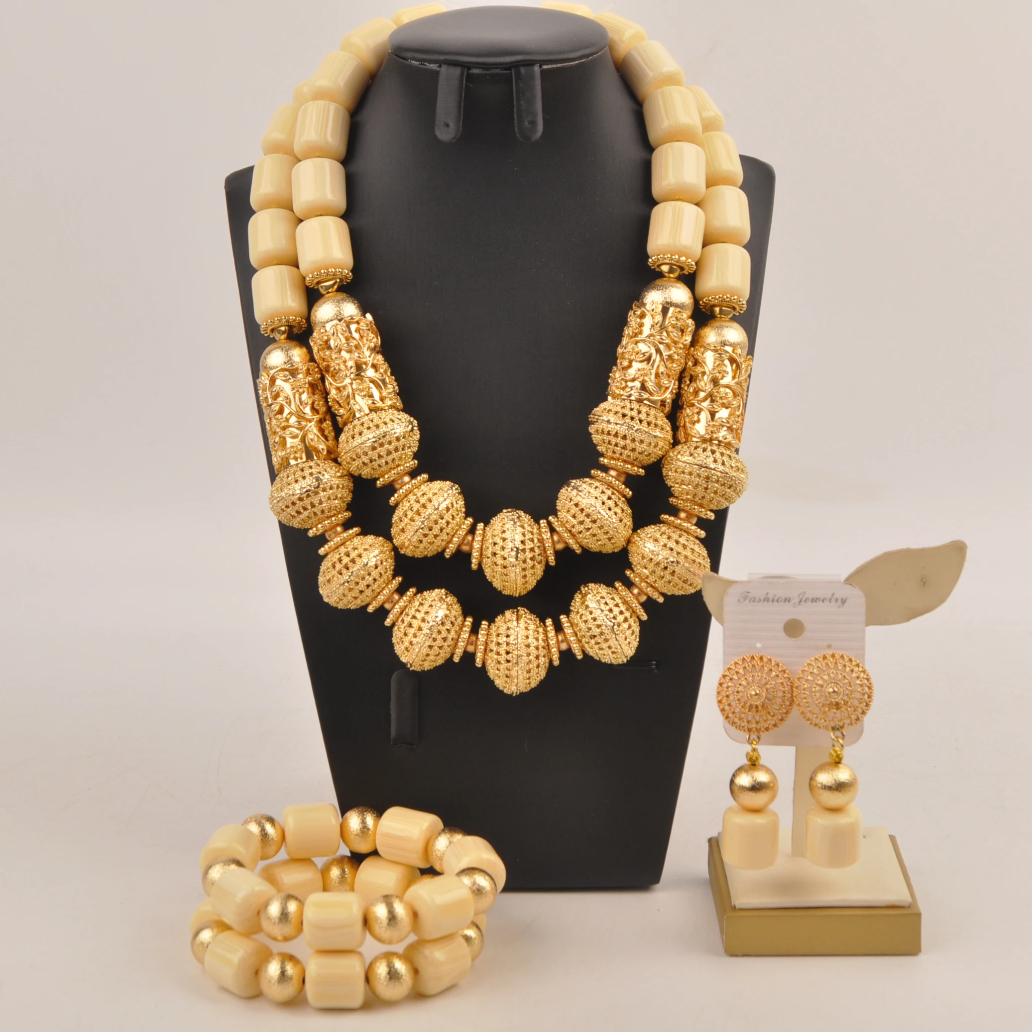 

White Artificial Coral Jewelry Set Nigerian Wedding African Beads Necklace