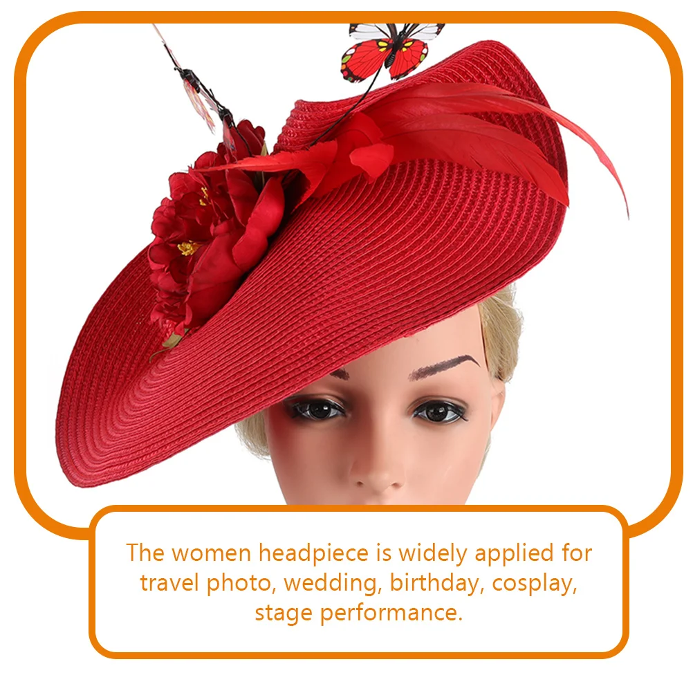 

Fascinator Headb Women Headdress Tea Party Hat Wedding Bride Bridal Hair Accessories Butterfly Decorations Travel Photo Stage
