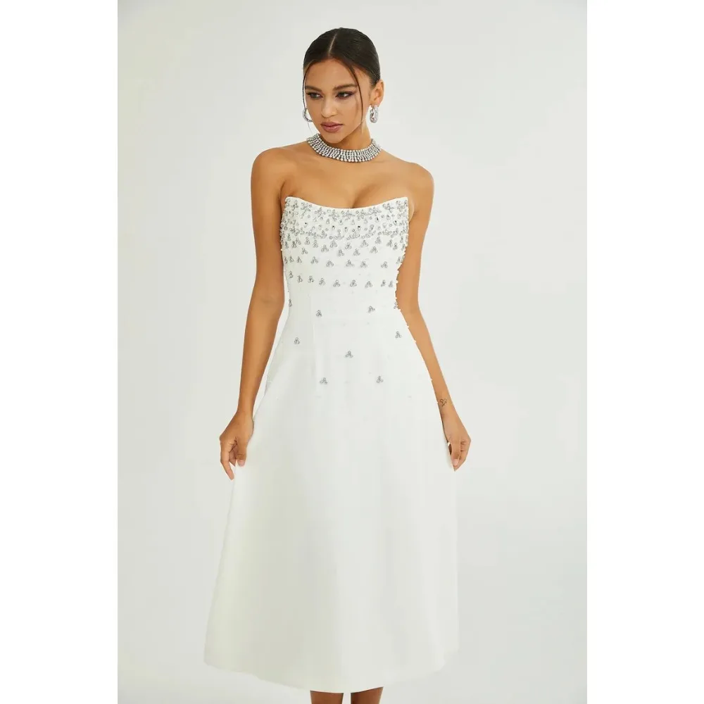 Customized Beaded Evening Dresses Embellished Luxury Party Dress Strapless Pleated Elegant Prom Gowns for Women 2026 Bespoke