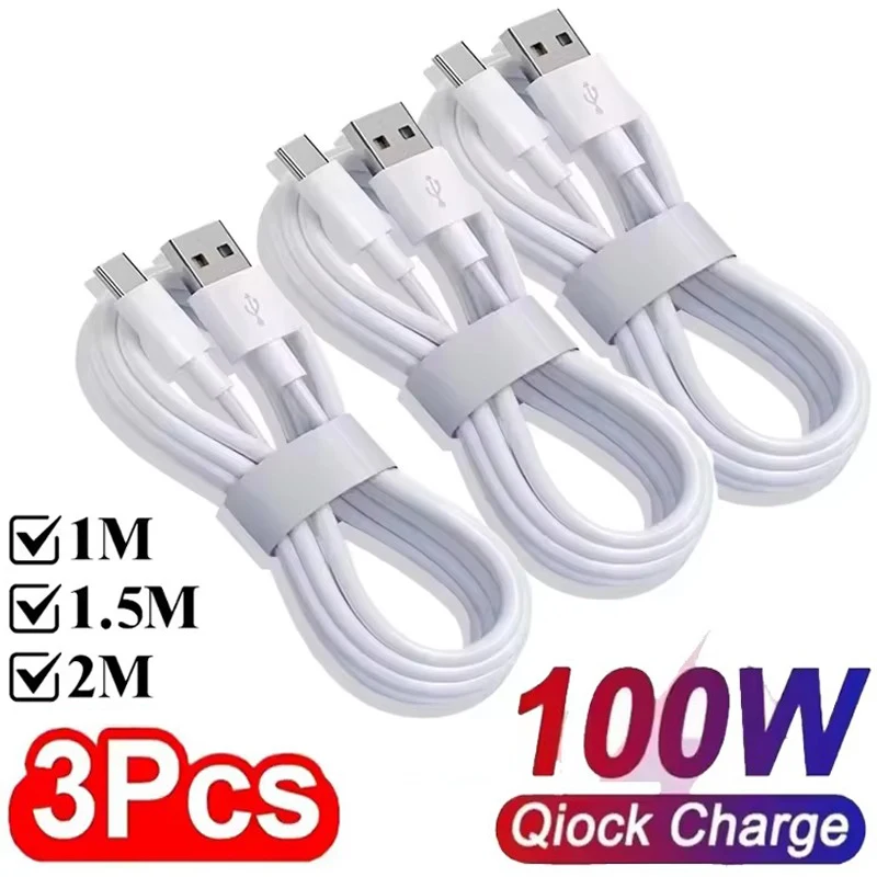 6A 100W Type C Fast Charging Cable Phone Charger USB C Data Cord For Huawei Mate 40 50 Honor Xiaomi Samsung Quick Charge Cable