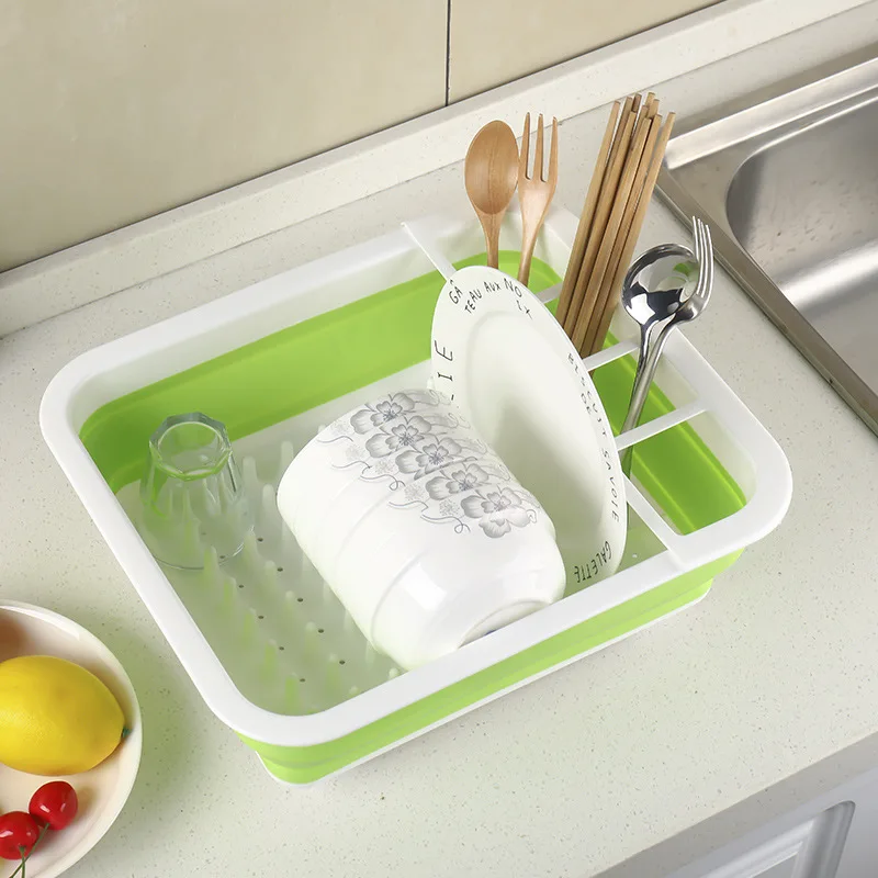 Foldable Dish Drying Rack Folding Household Storage Holder Portable Bowl Tableware Lid Drain Rack Kitchen Accessories Organizer