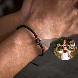 Groothandel projectiearmbanden voor heren, roestvrij staal, op maat gemaakte projectiearmbanden, geweven fotoarmbanden, herdenkingsgeschenken