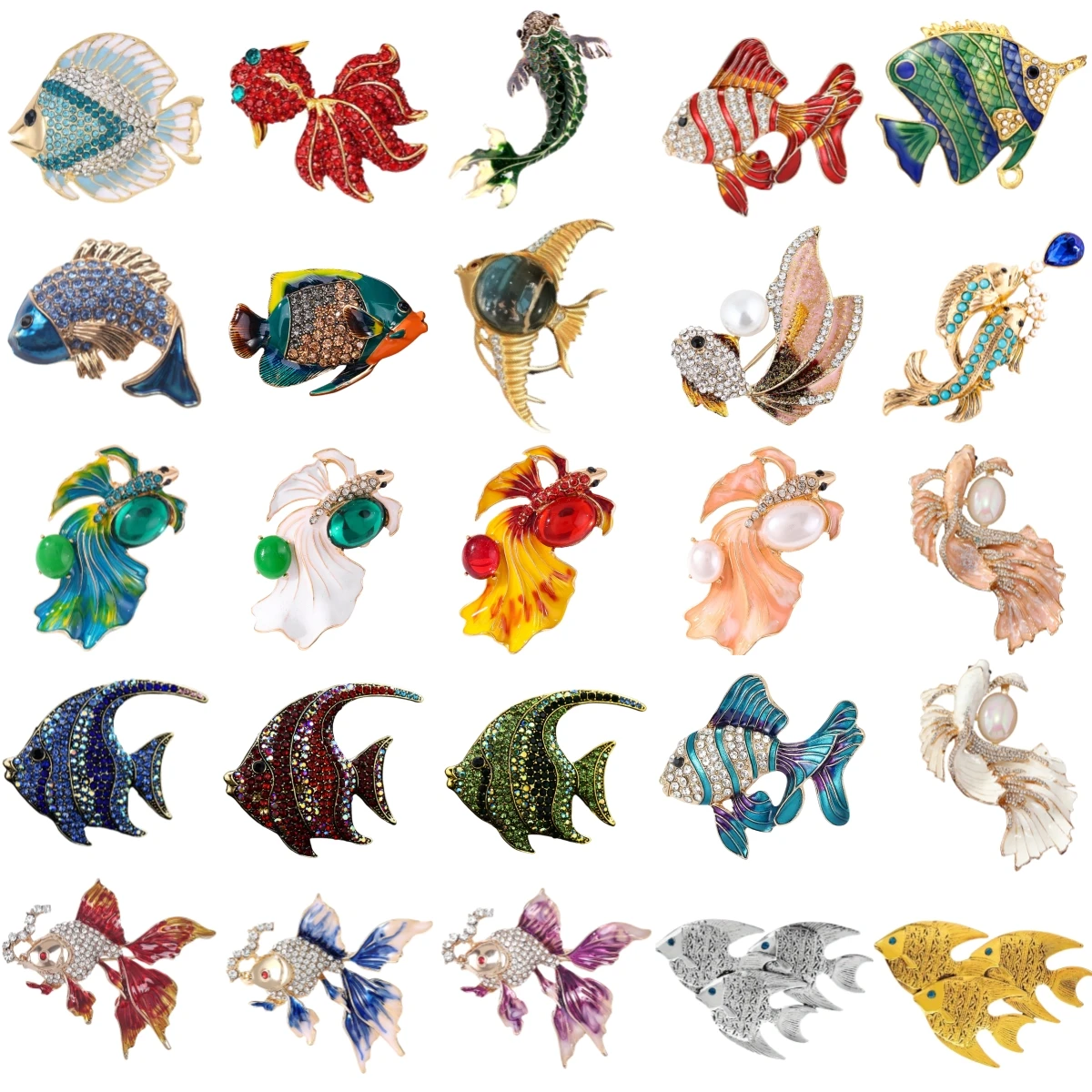 Broche de Diseño Barroco de Lujo con Peces Payaso, Peces Dorados y Peces Tropicales para Hombres y Mujeres, Joyería, Accesorios de Moda, Regalo para Fiestas