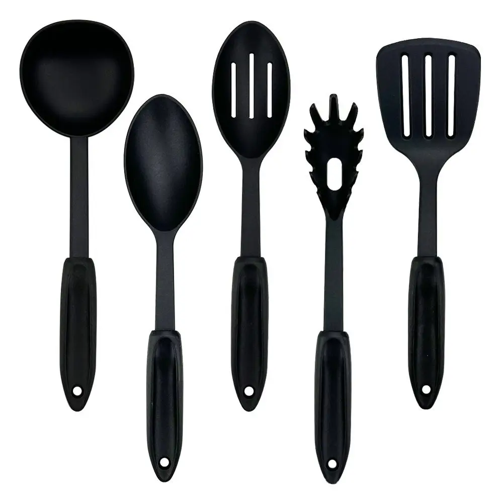 Juego de utensilios de cocina de nailon duradero, resistente al calor, antiadherente, cuchara portátil, espátula