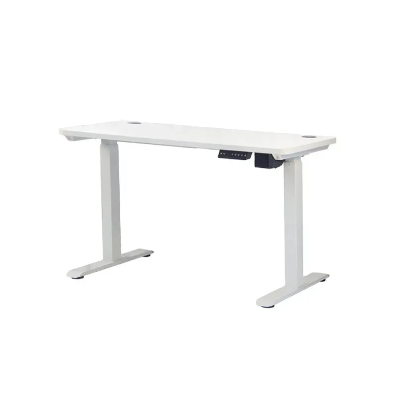 Electric Sit To Stand Office Adjustable Desk Height Wide White Color Work At Home Or Workstation Computer Study Table For Adult