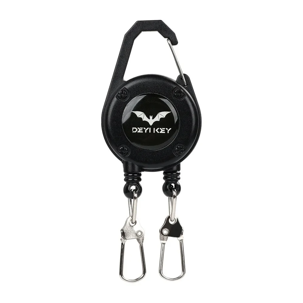 Multi-functional Metal Badge Holder Double Head Heavy Duty Reel Retractable Key Ring Hiking
