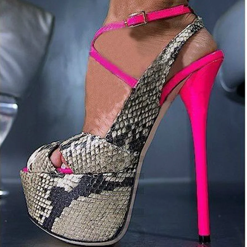 Plaftorm Peep Toe Corss Tied Mixed Colors Sandals Sexy Round Toe Thin Heel Leather Customized New Arrivals Fashion Women Shoes