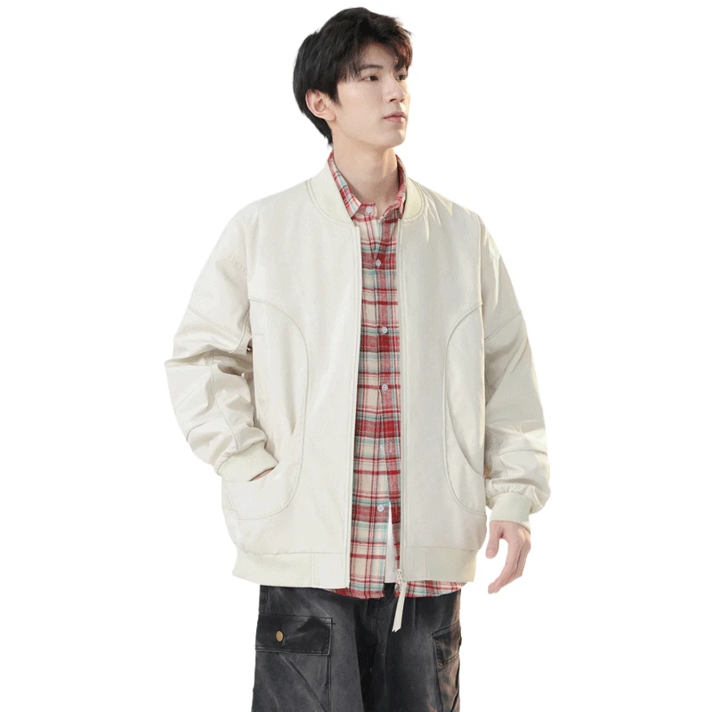 

Trendy Men's Jacket Loose Solid-color Baseball collar Casual Top for Spring and Autumn Windproof Waterproof Durable Outerwear