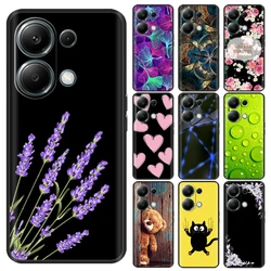 For Xiaomi Poco M6 Pro 4G Case Black Silicone Soft Luxury Phone Back Cover For Xiaomi Poco M6 Pro 4G Shockproof Cases Funda Para