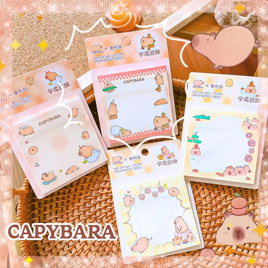 School stationery supplies offices accessories Kawaii stickers for books Scratch paper Notepad Notebooks capybara sticky notes