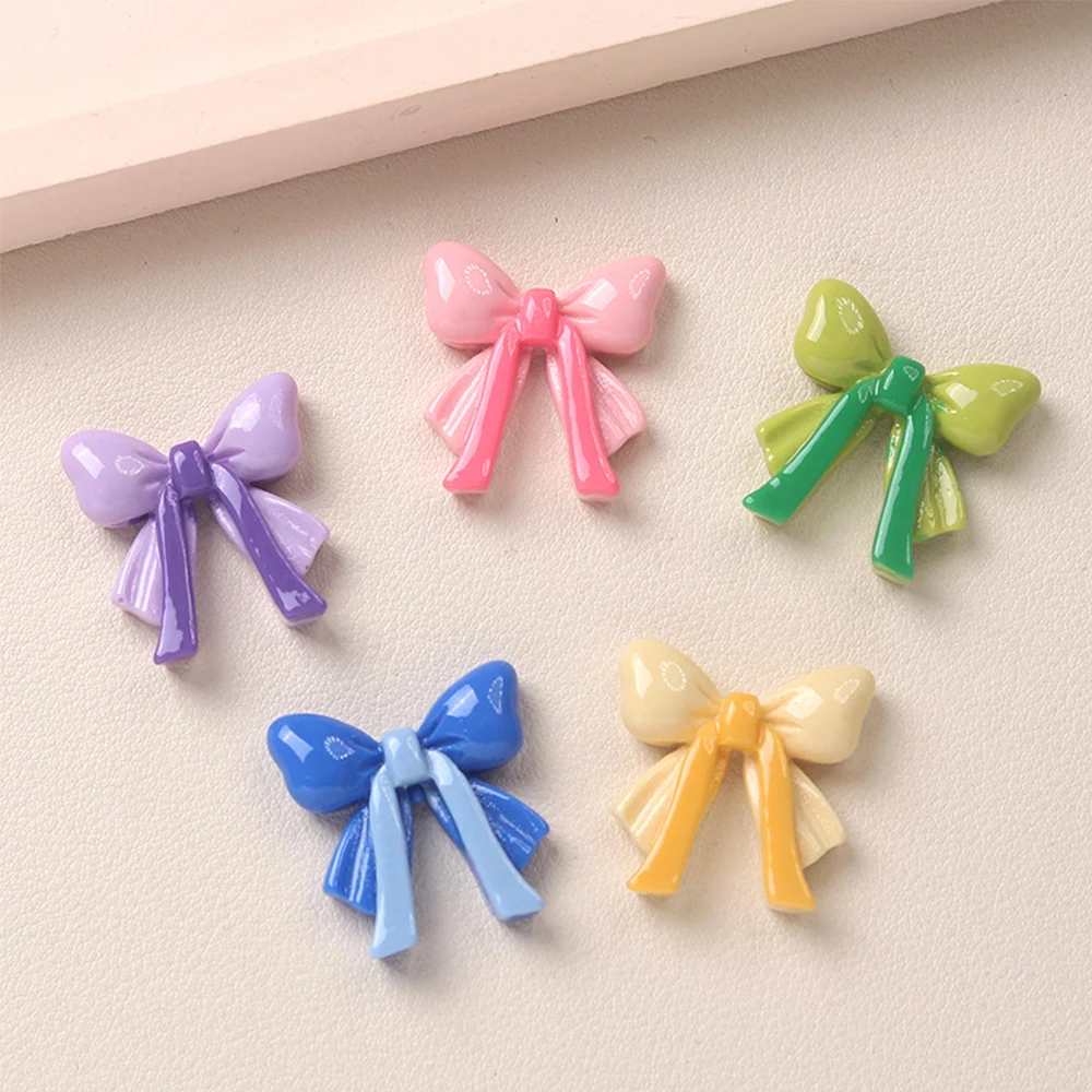 10 pezzi di cabochon in resina con retro piatto in miniatura con fiocco a nastro lungo lucido per forcina scrapbooking decorazioni per la casa fai da te accessori artigianali