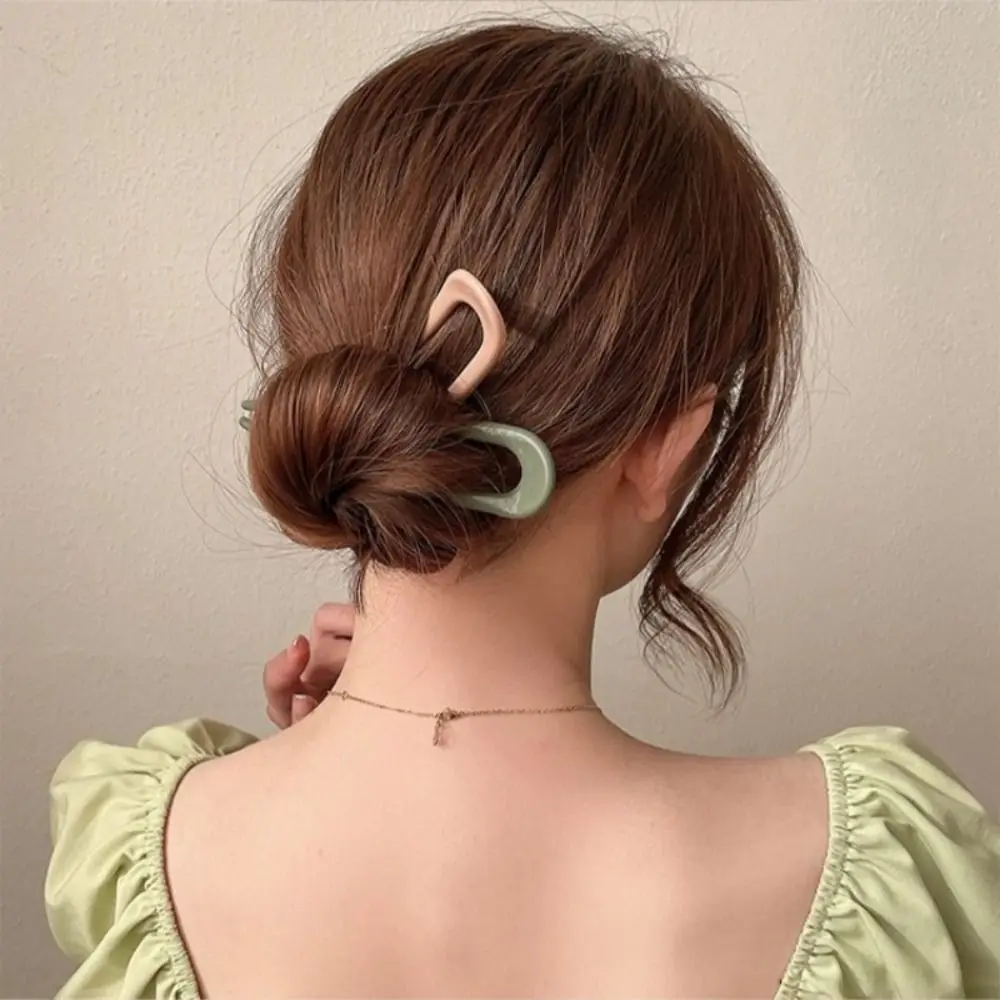 Retro PVC New Chinese Style Hairpin Chinese Style U-shaped Design U-shaped Hairpin Multi-color Hair Comb Female