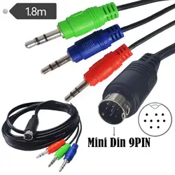 Mini DIN 9P Connecting Cable Mini DIN 9Pin Male To 3 * DC3.5mm Male Red Green Blue Audio Cable Mini Din 1.8m