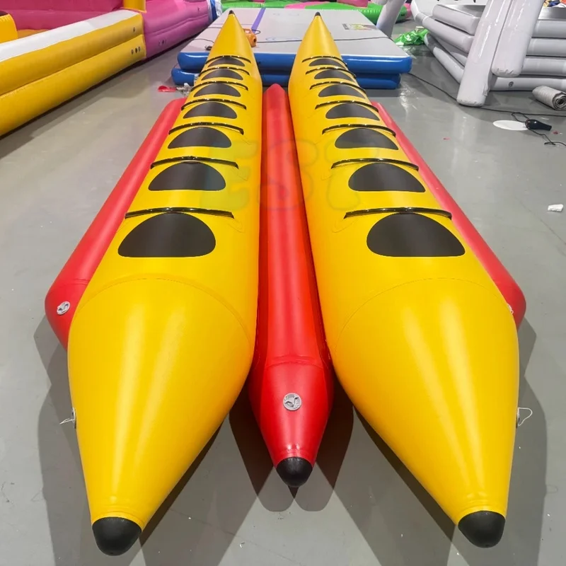 Factory Direct 14 Persons Inflatable Banana Boat Floating Pontoon PVC Double Tube Towable Boat for Water Sport Games