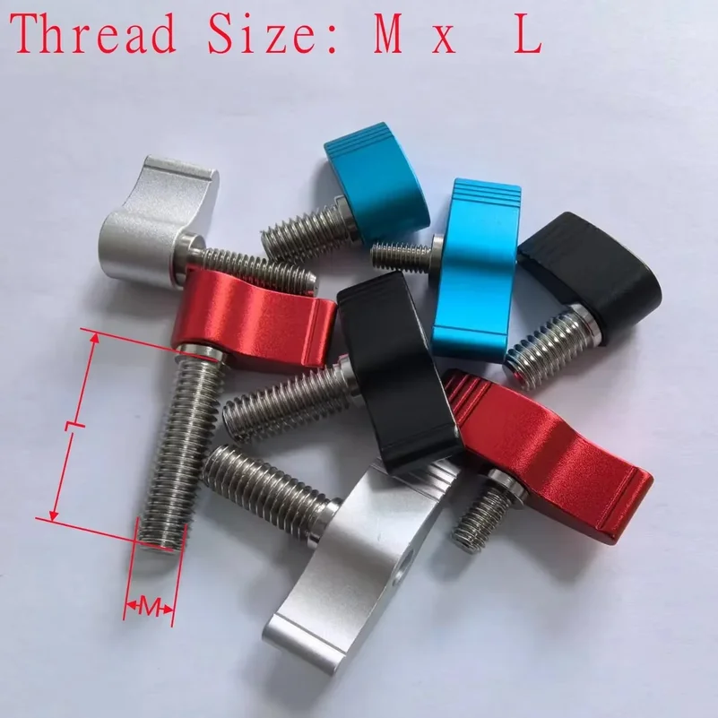 1PC  M5 M6 Thumb Screws Aluminum Alloy Butterfly Shape Screws Adjustable Handle Knob Tighten Screw for SLR Rail Rod Slider