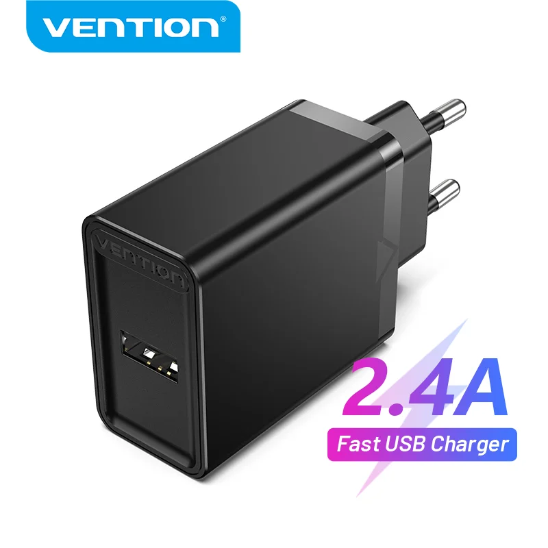 Vention 5V 2.4A USB Charger for iPhone X 8 7 iPad 12W Fast Wall Charger EU UK Adapter for Samsung Xiaomi US Mobile Phone Charger