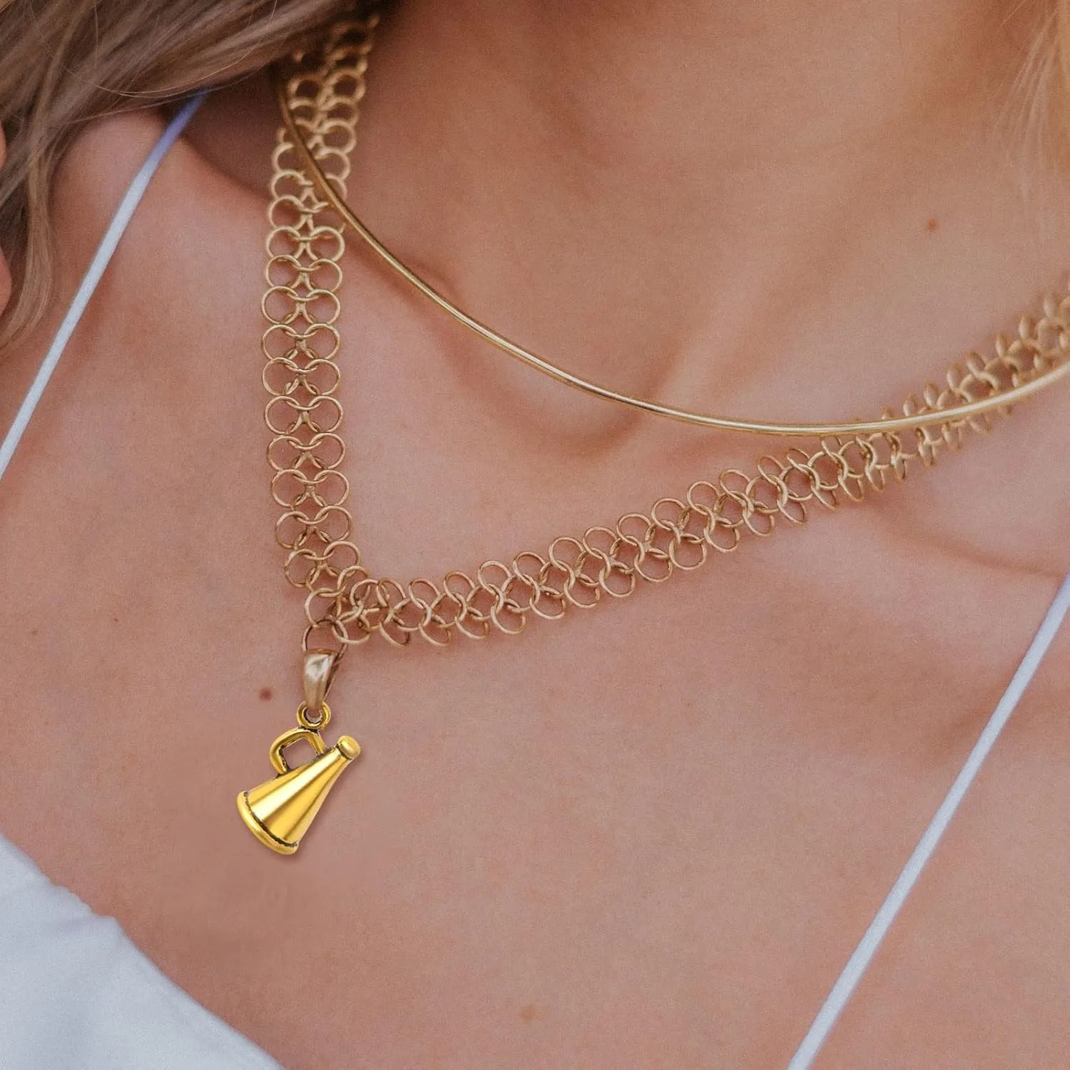 60 pçs megafone alegria encantos vintage alto-falante megafone cheerleading balançar pingentes para diy colar pulseira jóias fazendo