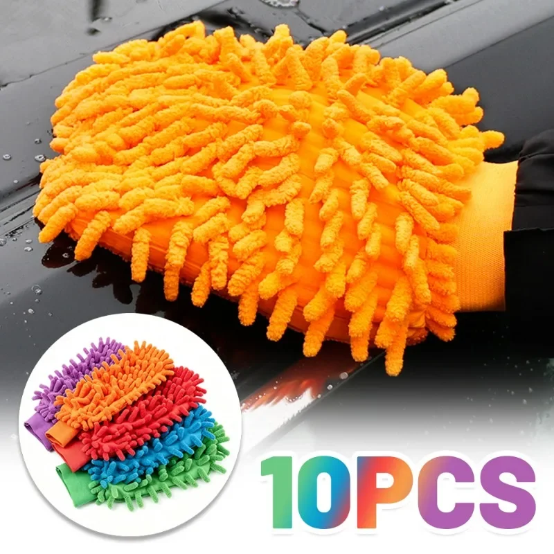 Car Cleaning Glove Microfiber Chenille Wash Mitt Auto Detail Dust Removal Tool Super Absorbent Lint Free Paint Care Drying Glove