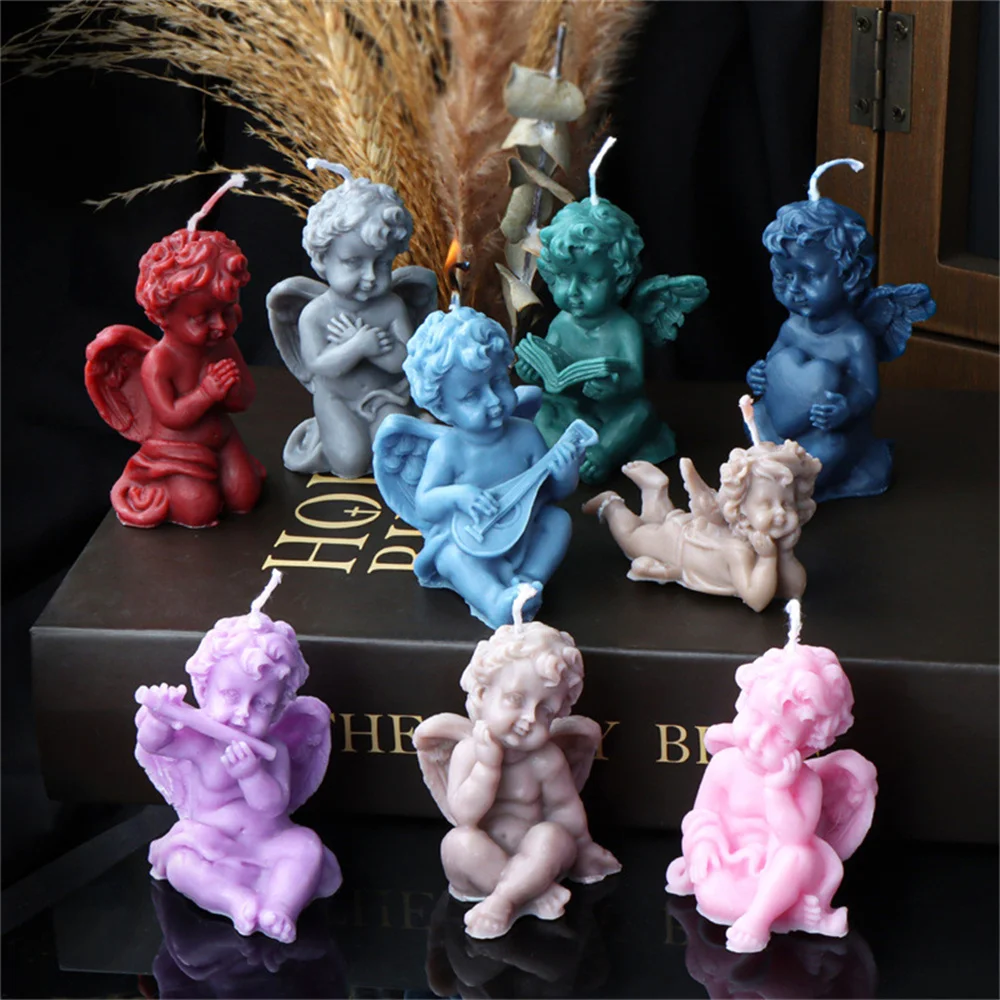 Prayer Wings Angel Candle Mold Aromatherapy Plaster Ornament Making Mold DIY Silicone Mould