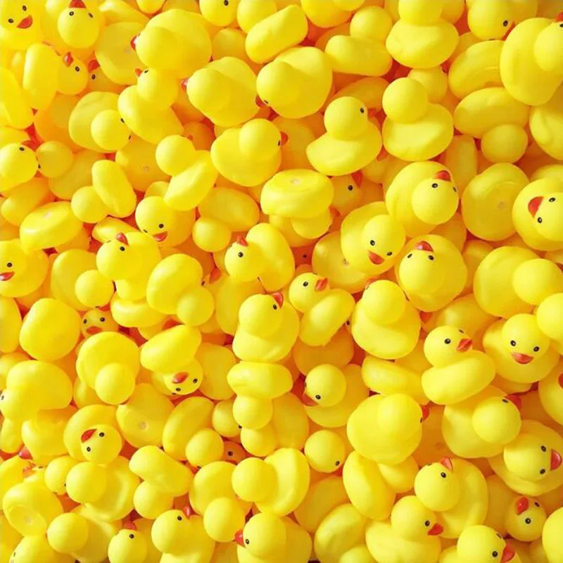 10-150pcs Cute Duck Baby Bath toys Squeeze animal Rubber toy duck BB water toy Race Squeaky Rubber yellow Duck Classic Toys