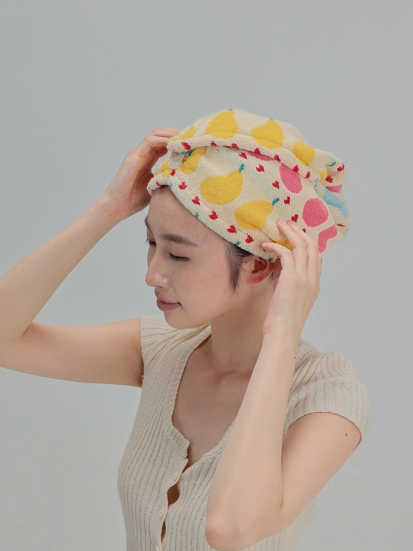 

Pure Cotton Thiened Hair Drng Cap for Women Super Absorbent Qui Drng Head Towel Bath Cap Hair Drng Towel