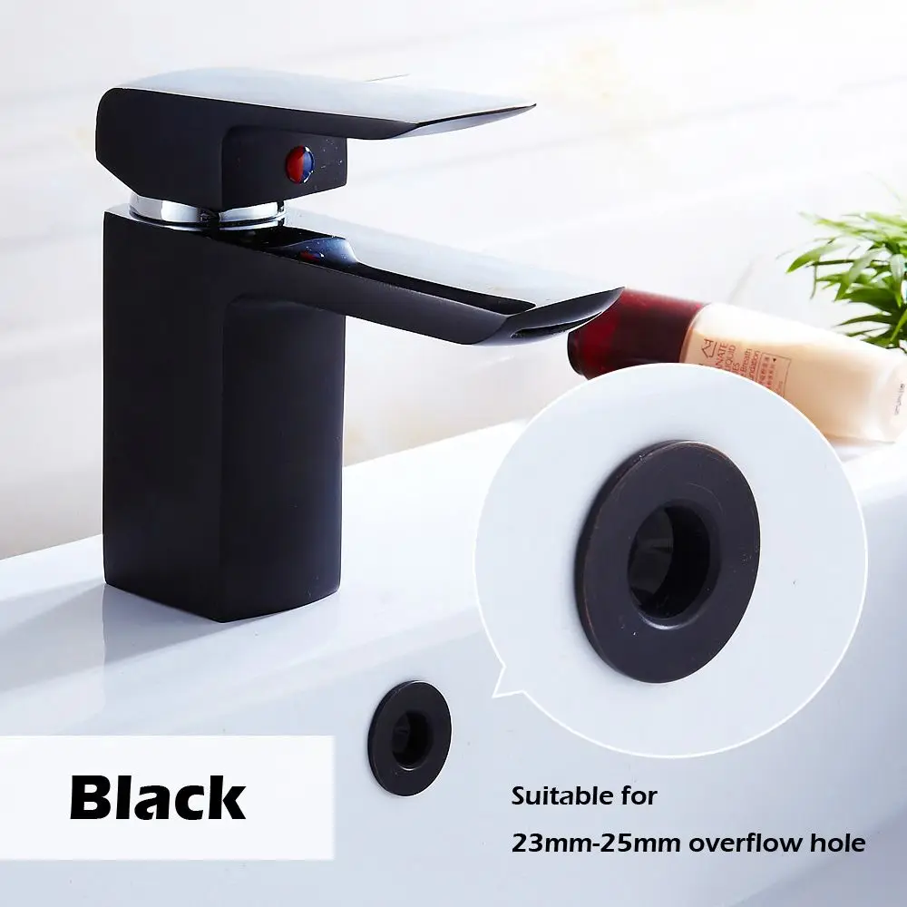 Copper Basin Faucet Brass Round Overflow Cover Hole Cap Bathroom Insert Chrome Ring