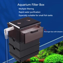 Fish Tank External Filter Box Hang-On Aquarium Filter with Dry-Wet Separation Silent External Suspend Aquarium Drip Overflow