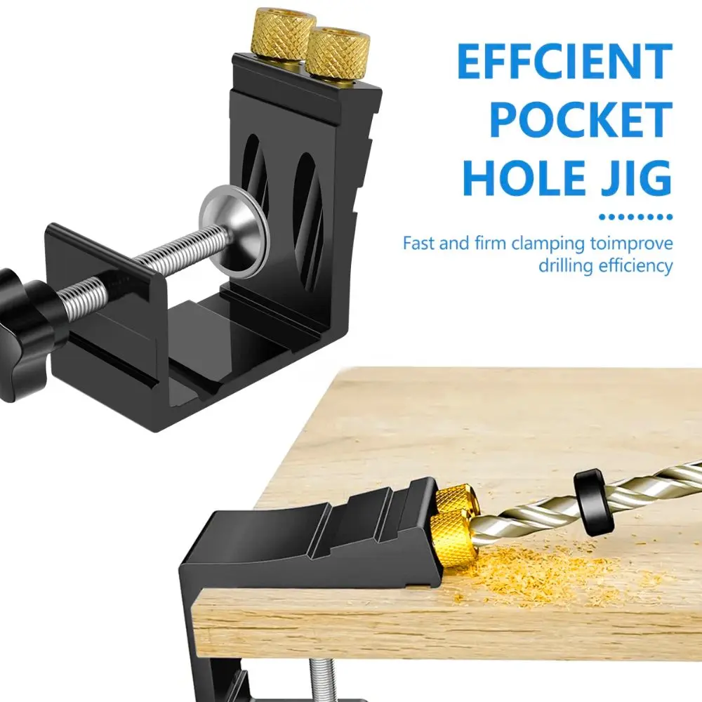 

Adjustable Pocket Hole Jig 15 Degree Angle Pocket Dowel Joint Locator Inclined Hole Drill Punch Hole Positioner Woodworking
